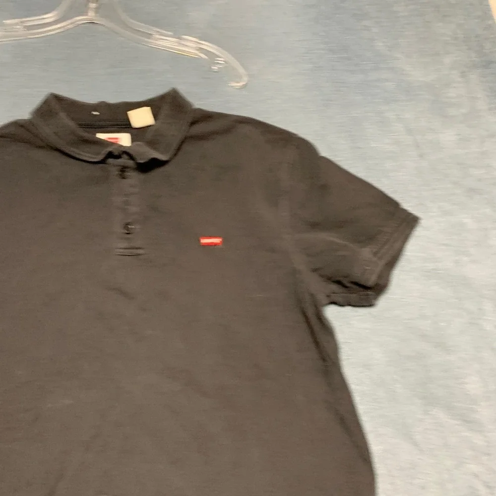 Levi's Polo Shirt Mens Large Black Golf Performance Short Sleeve Golf Tennis
